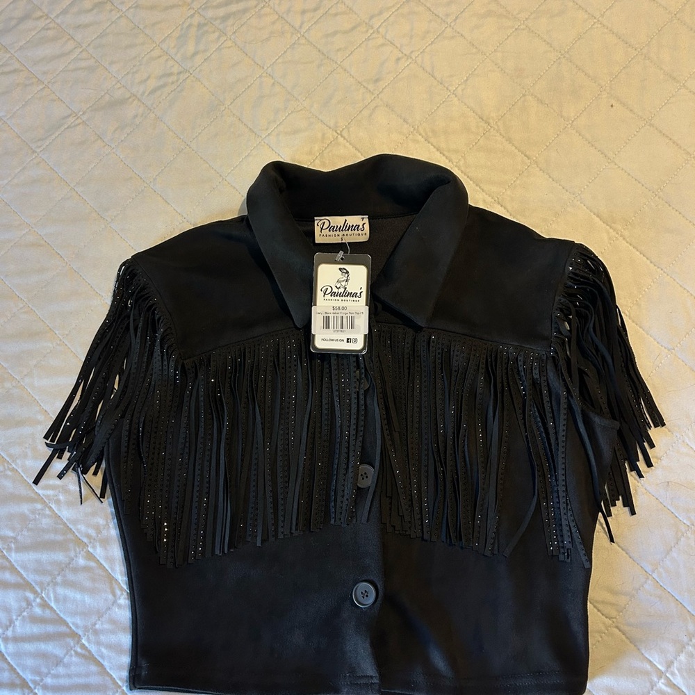Black Fringe Two-Piece Set - Picture 5 of 13